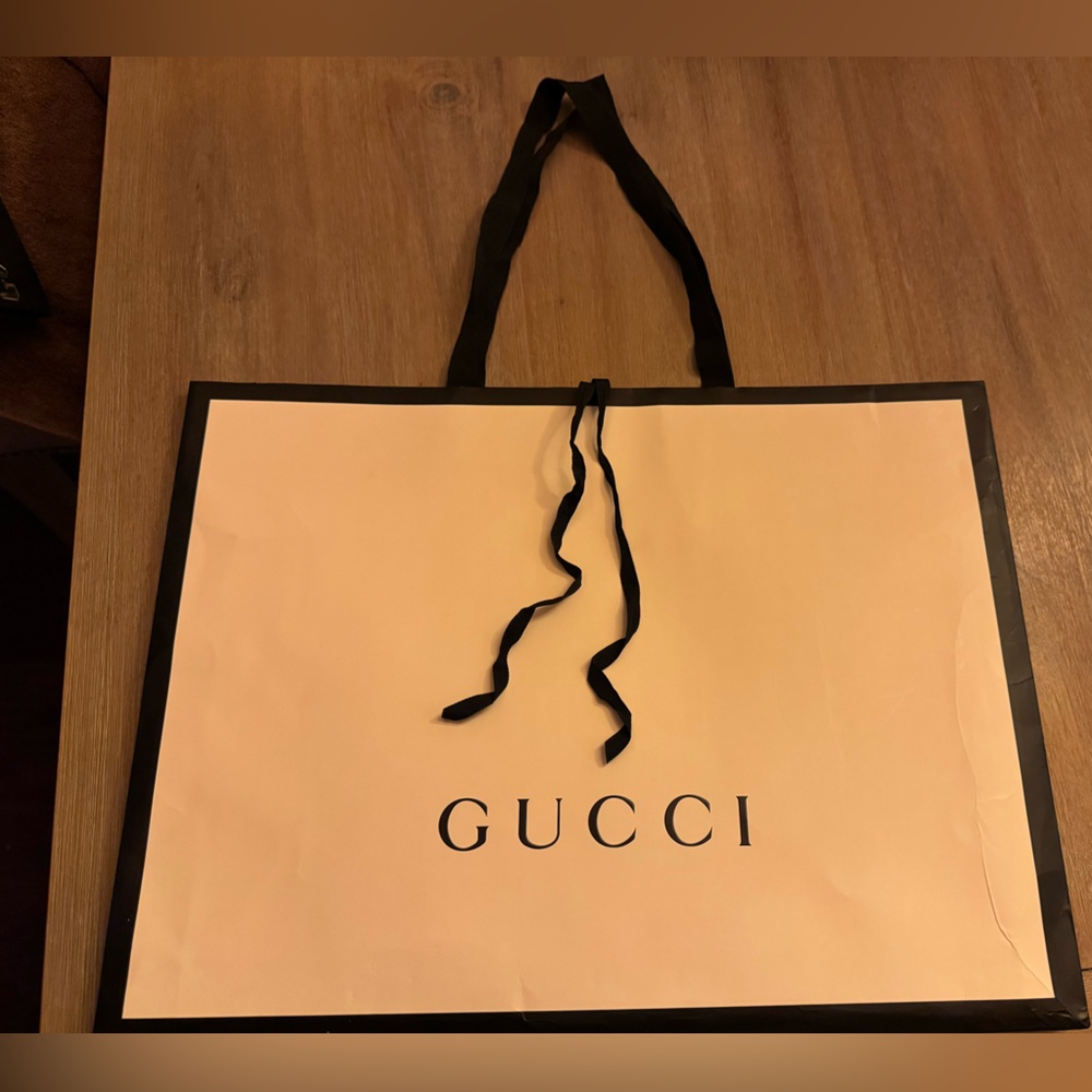 Gucci XL black and white shopping bag 19”x14”x3.25”